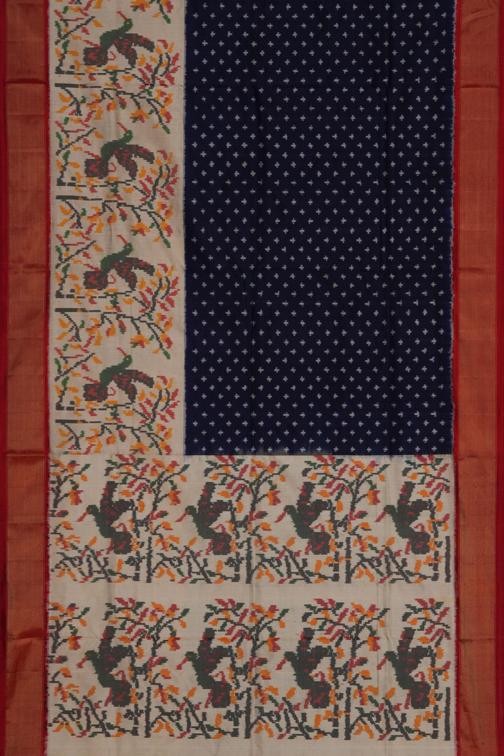 Image of Pochampally Ikat Silk Navy Blue Saree